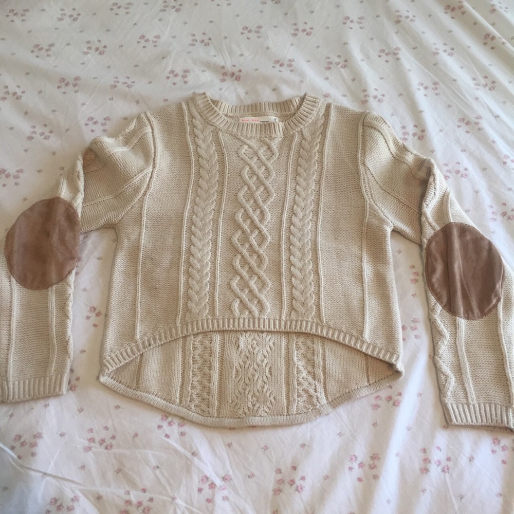 Knitted cropped sweater w elbow pads